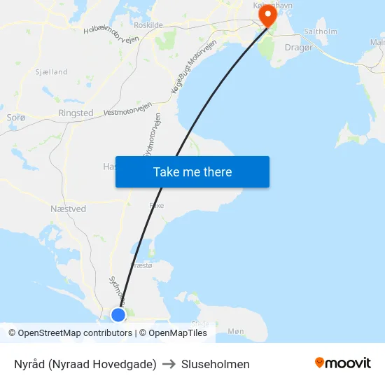 Nyråd (Nyraad Hovedgade) to Sluseholmen map