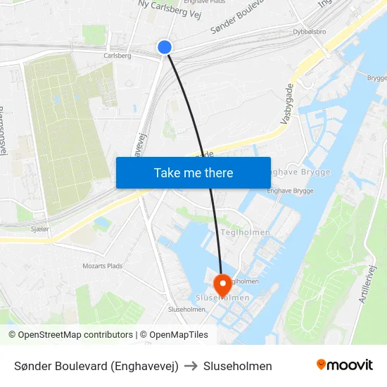Sønder Boulevard (Enghavevej) to Sluseholmen map
