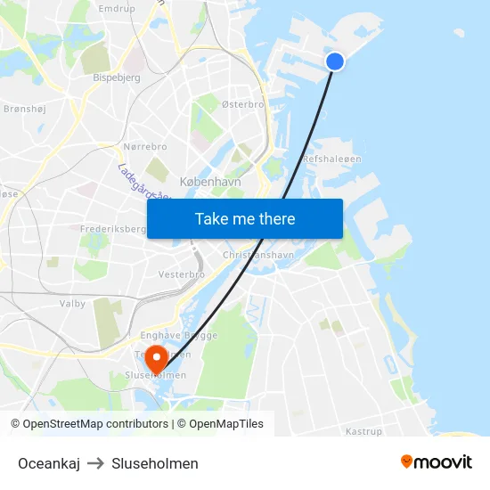 Oceankaj to Sluseholmen map
