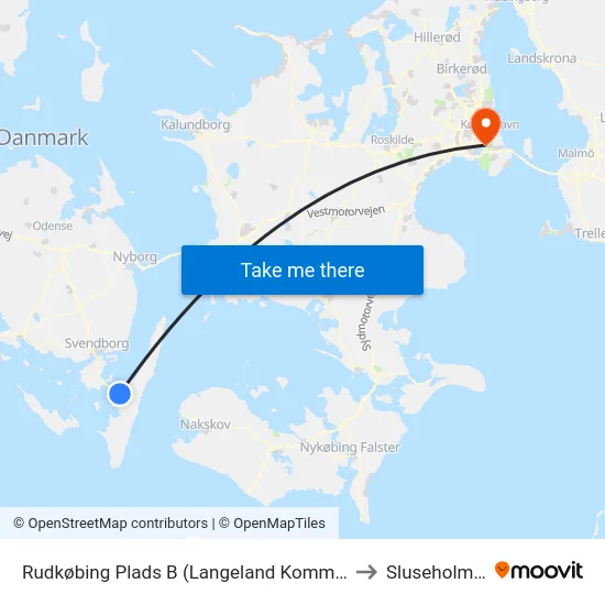 Rudkøbing Plads B (Langeland Kommune) to Sluseholmen map