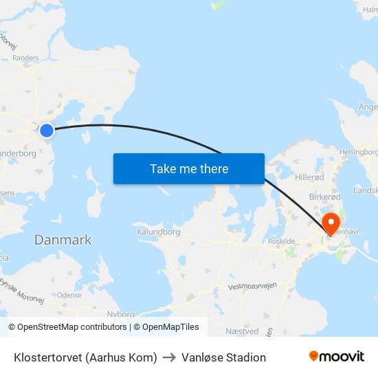 Klostertorvet (Aarhus Kom) to Vanløse Stadion map