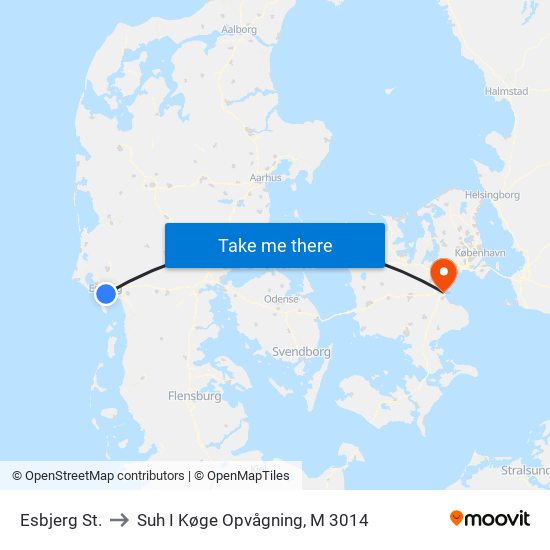 Esbjerg St. to Suh I Køge Opvågning, M 3014 map