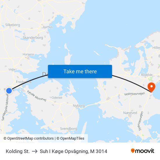 Kolding St. to Suh I Køge Opvågning, M 3014 map