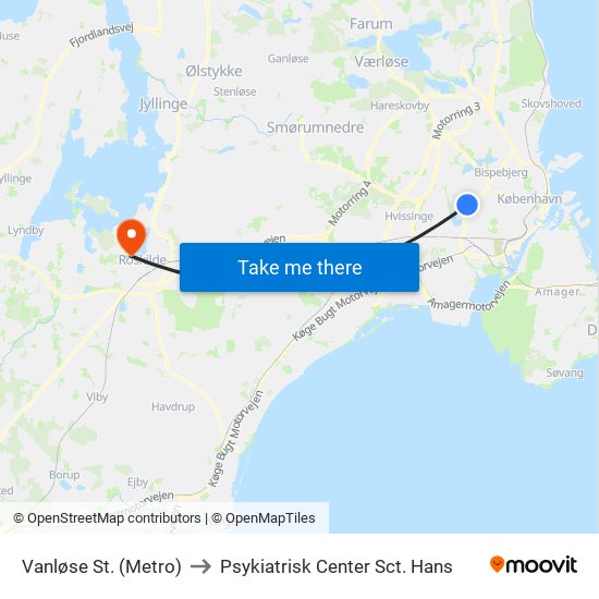 Vanløse St. (Metro) to Psykiatrisk Center Sct. Hans map