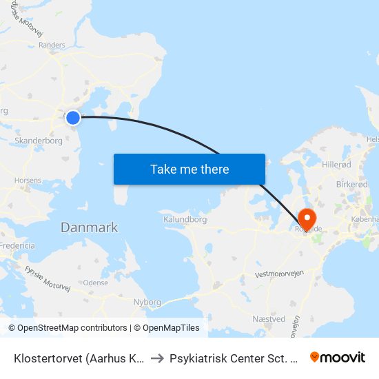 Klostertorvet (Aarhus Kom) to Psykiatrisk Center Sct. Hans map