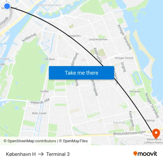 København H to Terminal 3 map