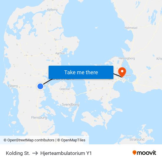 Kolding St. to Hjerteambulatorium Y1 map