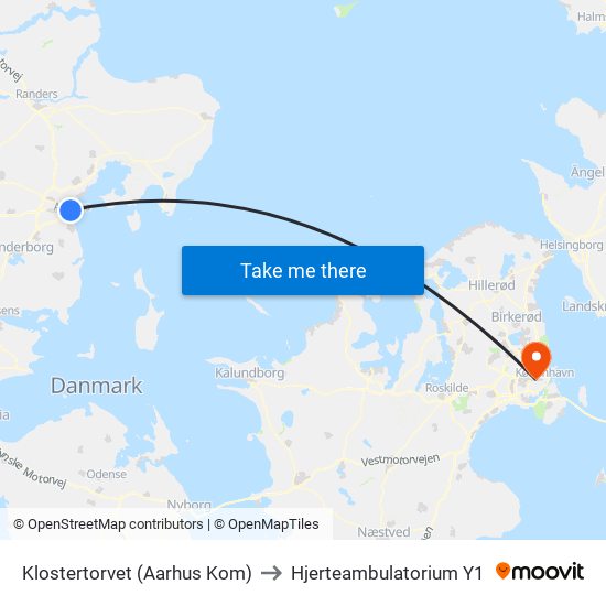 Klostertorvet (Aarhus Kom) to Hjerteambulatorium Y1 map