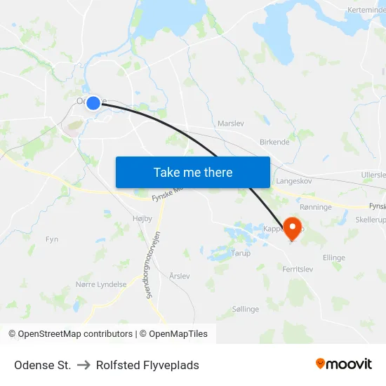 Odense St. to Rolfsted Flyveplads map