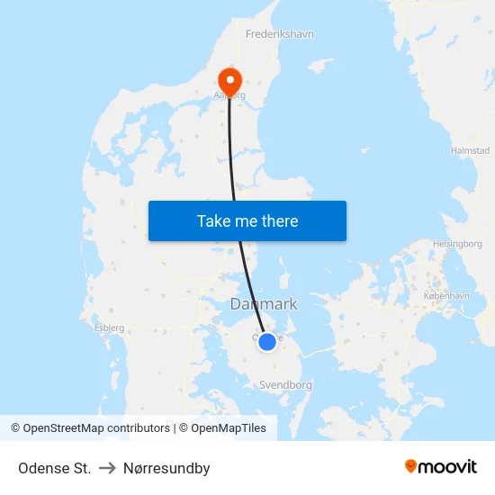Odense St. to Nørresundby map