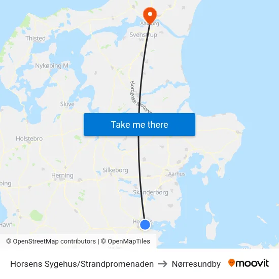 Horsens Sygehus/Strandpromenaden to Nørresundby map