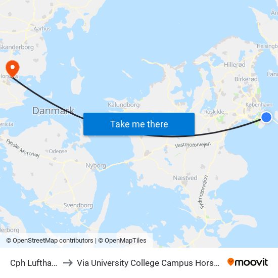Cph Lufthavn to Via University College Campus Horsens map