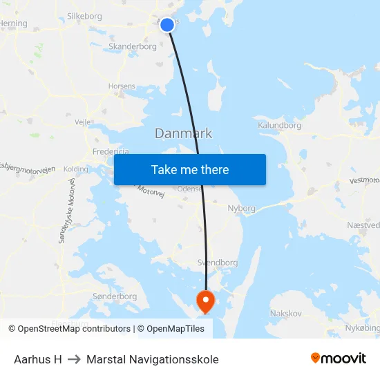 Aarhus H to Marstal Navigationsskole map