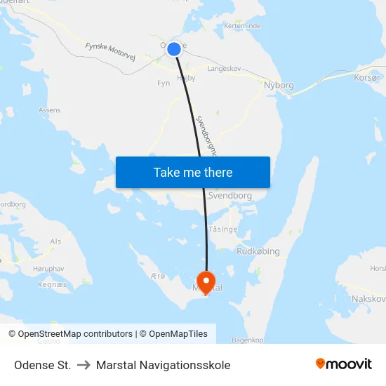 Odense St. to Marstal Navigationsskole map