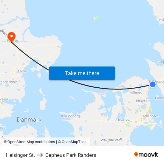 Helsingør St. to Cepheus Park Randers map