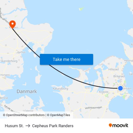 Husum St. to Cepheus Park Randers map