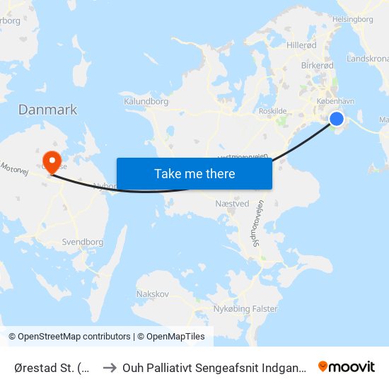 Ørestad St. (Metro) to Ouh Palliativt Sengeafsnit Indgang 55 - 6. Sal map