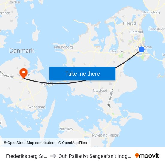 Frederiksberg St. (Metro) to Ouh Palliativt Sengeafsnit Indgang 55 - 6. Sal map