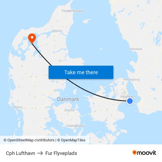 Cph Lufthavn to Fur Flyveplads map