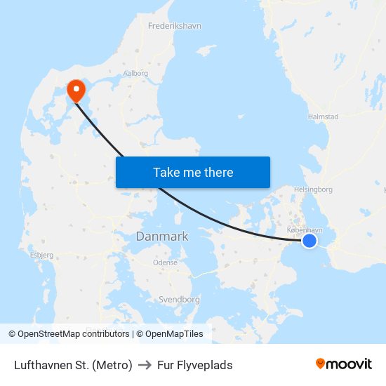 Lufthavnen St. (Metro) to Fur Flyveplads map