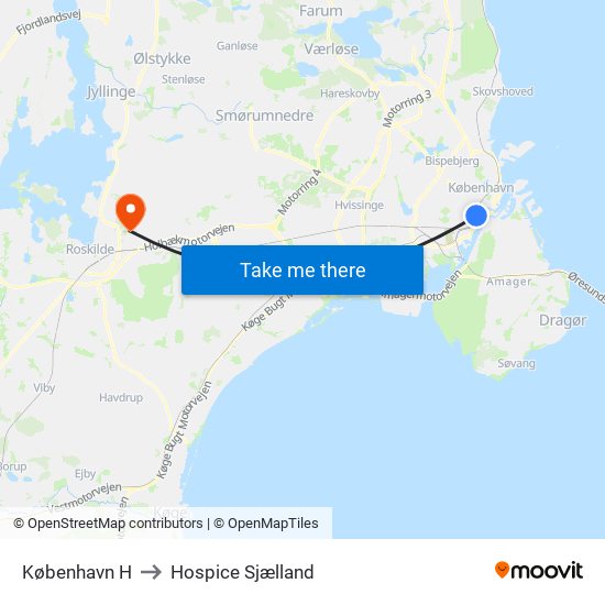 København H to Hospice Sjælland map
