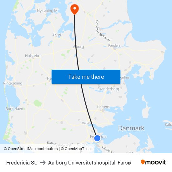 Fredericia St. to Aalborg Universitetshospital, Farsø map