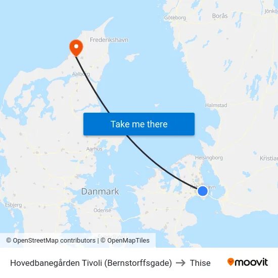 Hovedbanegården Tivoli (Bernstorffsgade) to Thise map