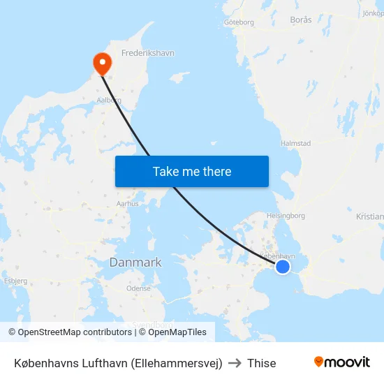 Københavns Lufthavn (Ellehammersvej) to Thise map