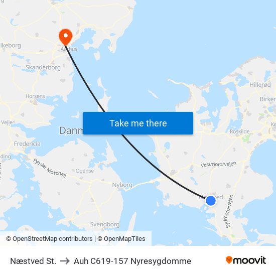 Næstved St. to Auh C619-157 Nyresygdomme map