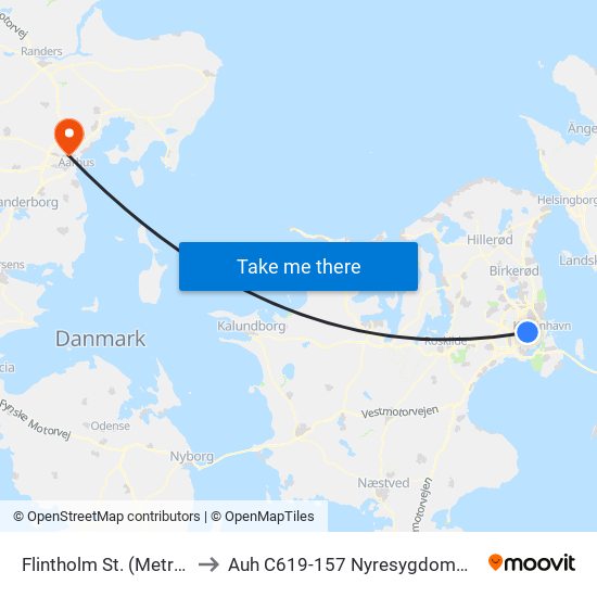 Flintholm St. (Metro) to Auh C619-157 Nyresygdomme map