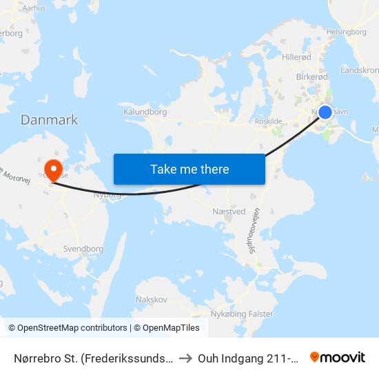 Nørrebro St. (Frederikssundsvej) to Ouh Indgang 211-212 map