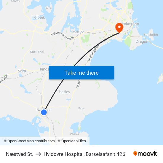 Næstved St. to Hvidovre Hospital, Barselsafsnit 426 map