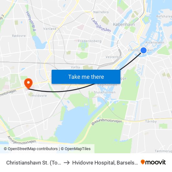 Christianshavn St. (Torvegade) to Hvidovre Hospital, Barselsafsnit 426 map