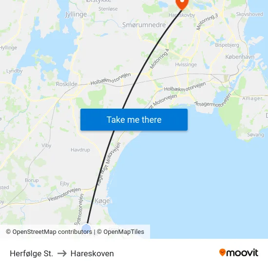 Herfølge St. to Hareskoven map