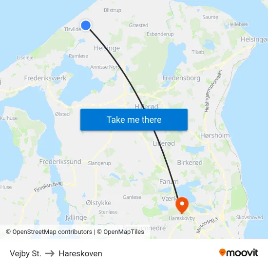 Vejby St. to Hareskoven map