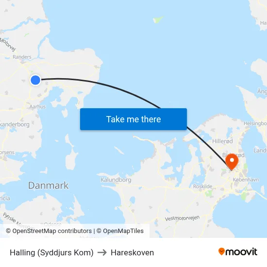 Halling (Syddjurs Kom) to Hareskoven map