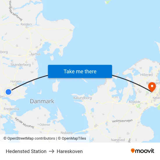 Hedensted Station to Hareskoven map