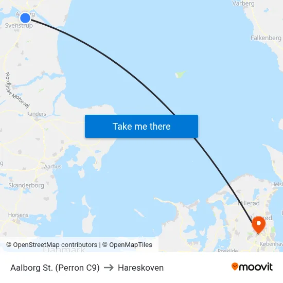 Aalborg St. (Perron C9) to Hareskoven map