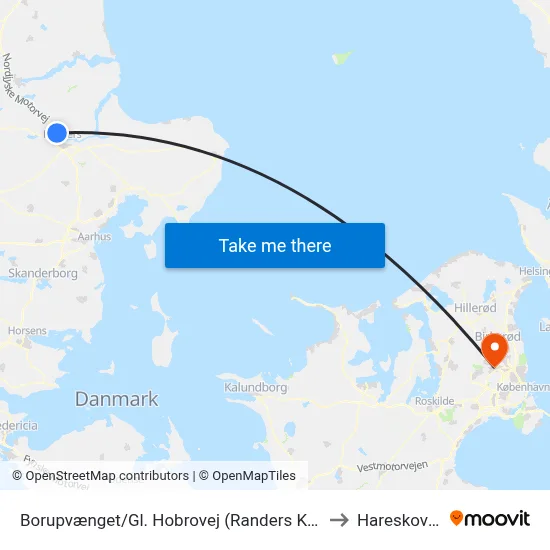 Borupvænget/Gl. Hobrovej (Randers Kom) to Hareskoven map