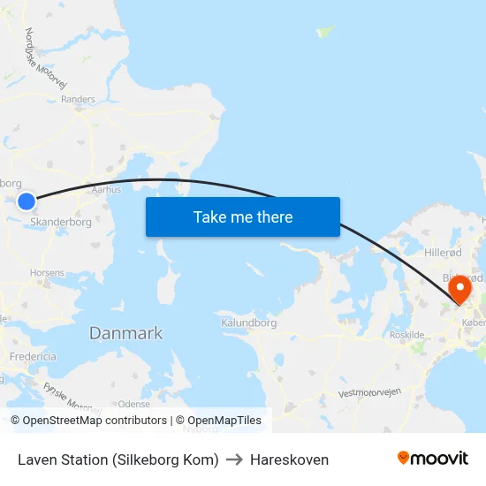 Laven Station (Silkeborg Kom) to Hareskoven map