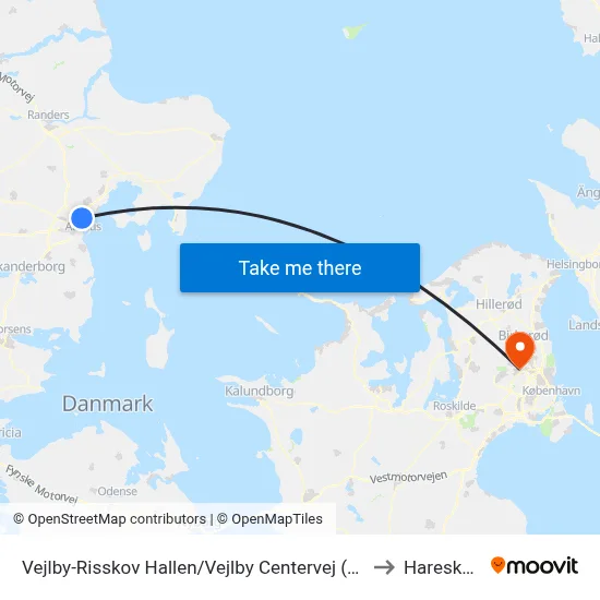 Vejlby-Risskov Hallen/Vejlby Centervej (Aarhus Kom to Hareskoven map