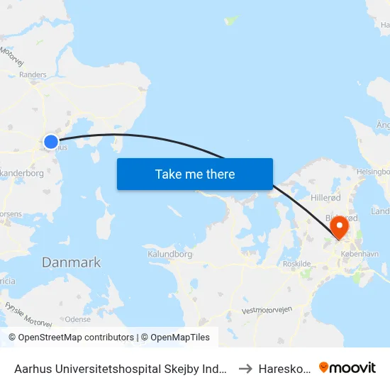 Aarhus Universitetshospital Skejby Indgang E/F to Hareskoven map