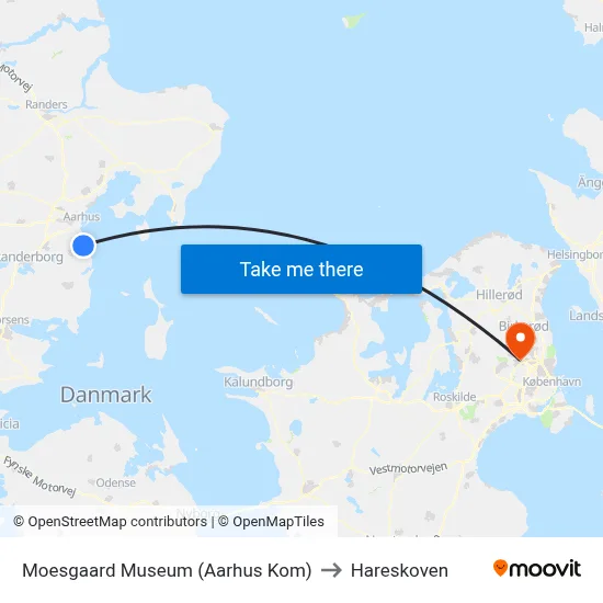 Moesgaard Museum (Aarhus Kom) to Hareskoven map