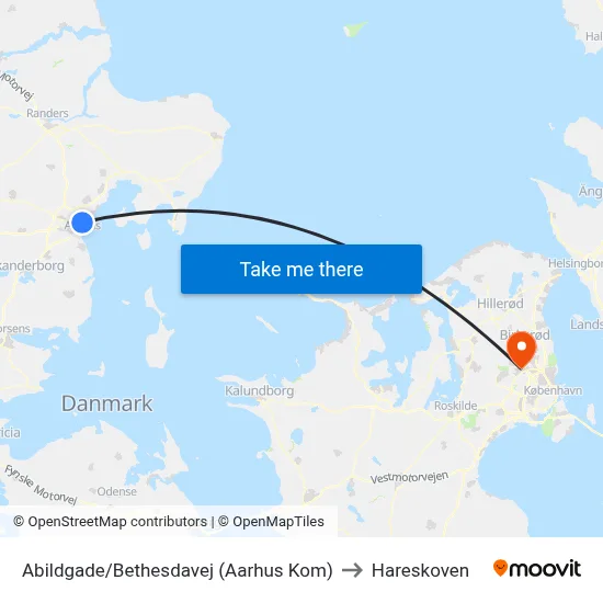Abildgade/Bethesdavej (Aarhus Kom) to Hareskoven map