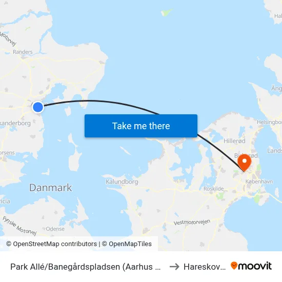 Park Allé/Banegårdspladsen (Aarhus Kom) to Hareskoven map