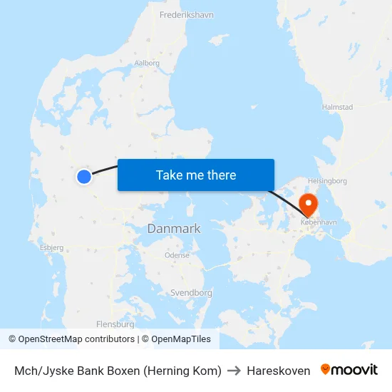 Mch/Jyske Bank Boxen (Herning Kom) to Hareskoven map