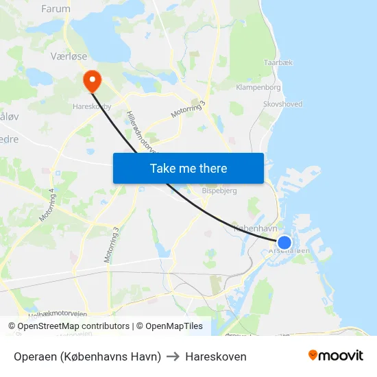 Operaen (Københavns Havn) to Hareskoven map