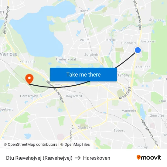 Dtu Rævehøjvej (Rævehøjvej) to Hareskoven map