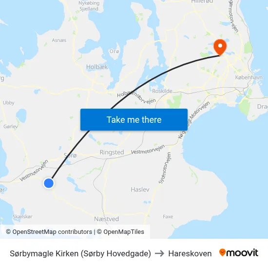 Sørbymagle Kirken (Sørby Hovedgade) to Hareskoven map