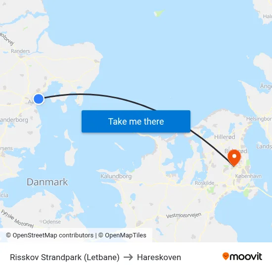Risskov Strandpark (Letbane) to Hareskoven map